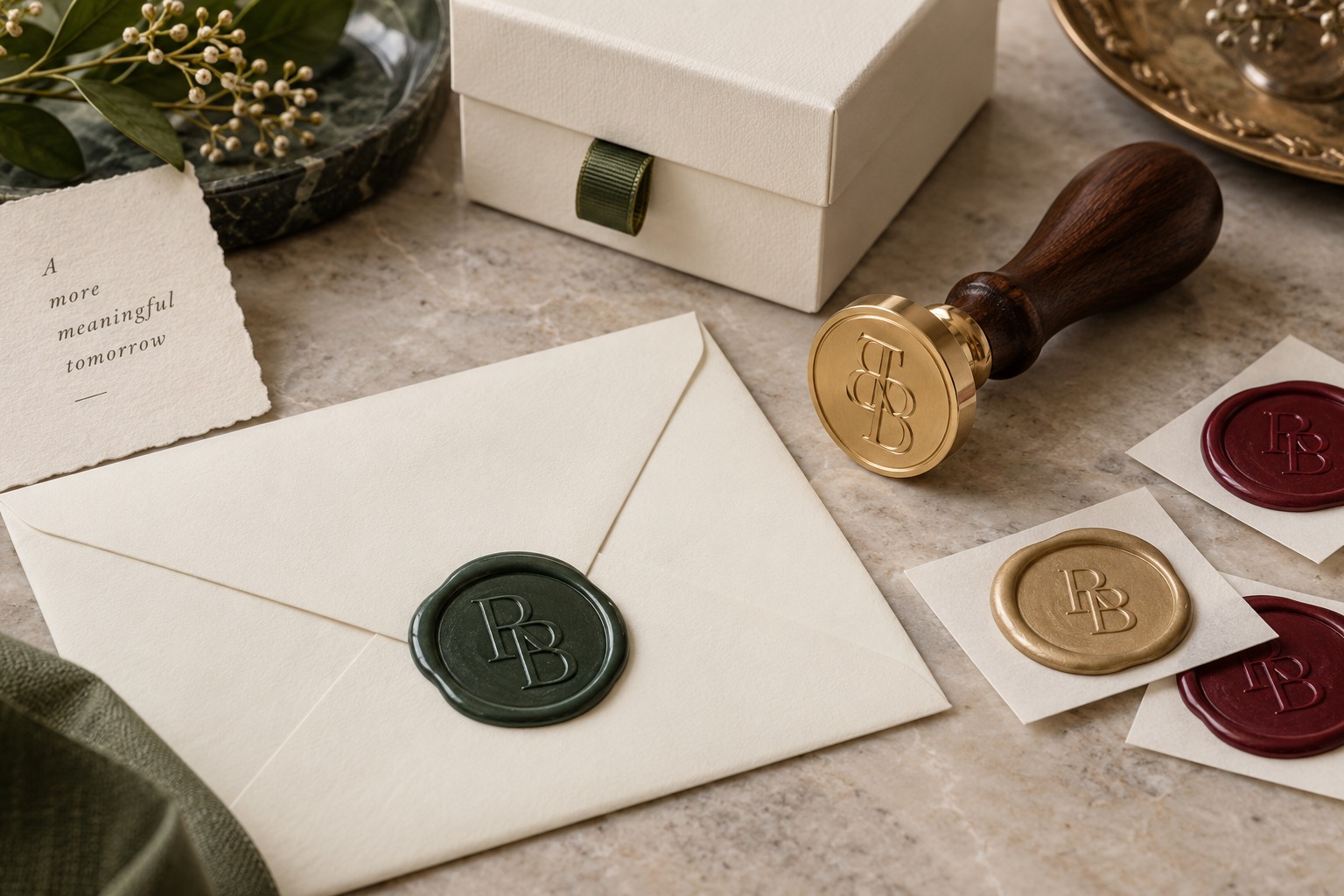Personal wax seal stamp and matching seals